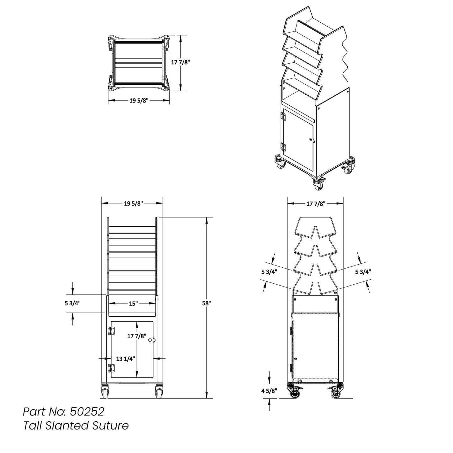 Tall Slanted Suture Cart Procedure/Bedside Carts TrippNT