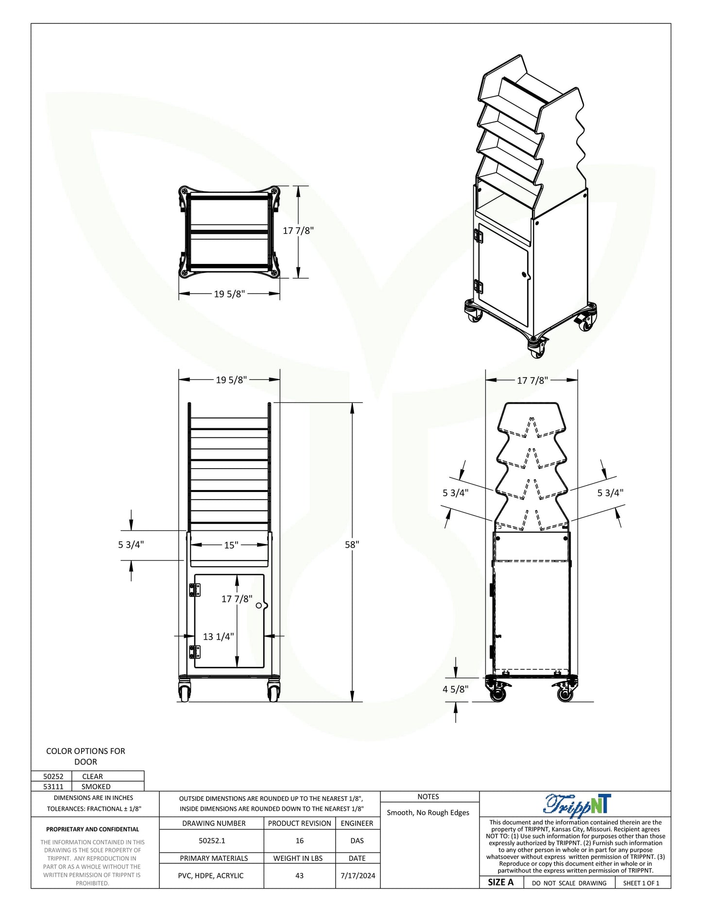 Tall Slanted Suture Cart Procedure/Bedside Carts TrippNT