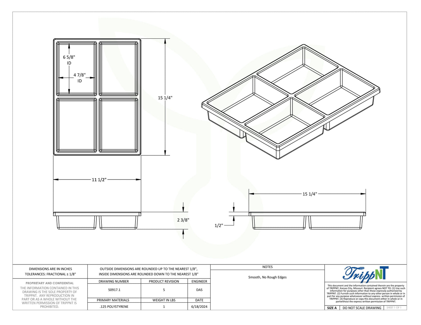 4 Compartment Drawer Organizer for Core Carts Bins & Organizers TrippNT