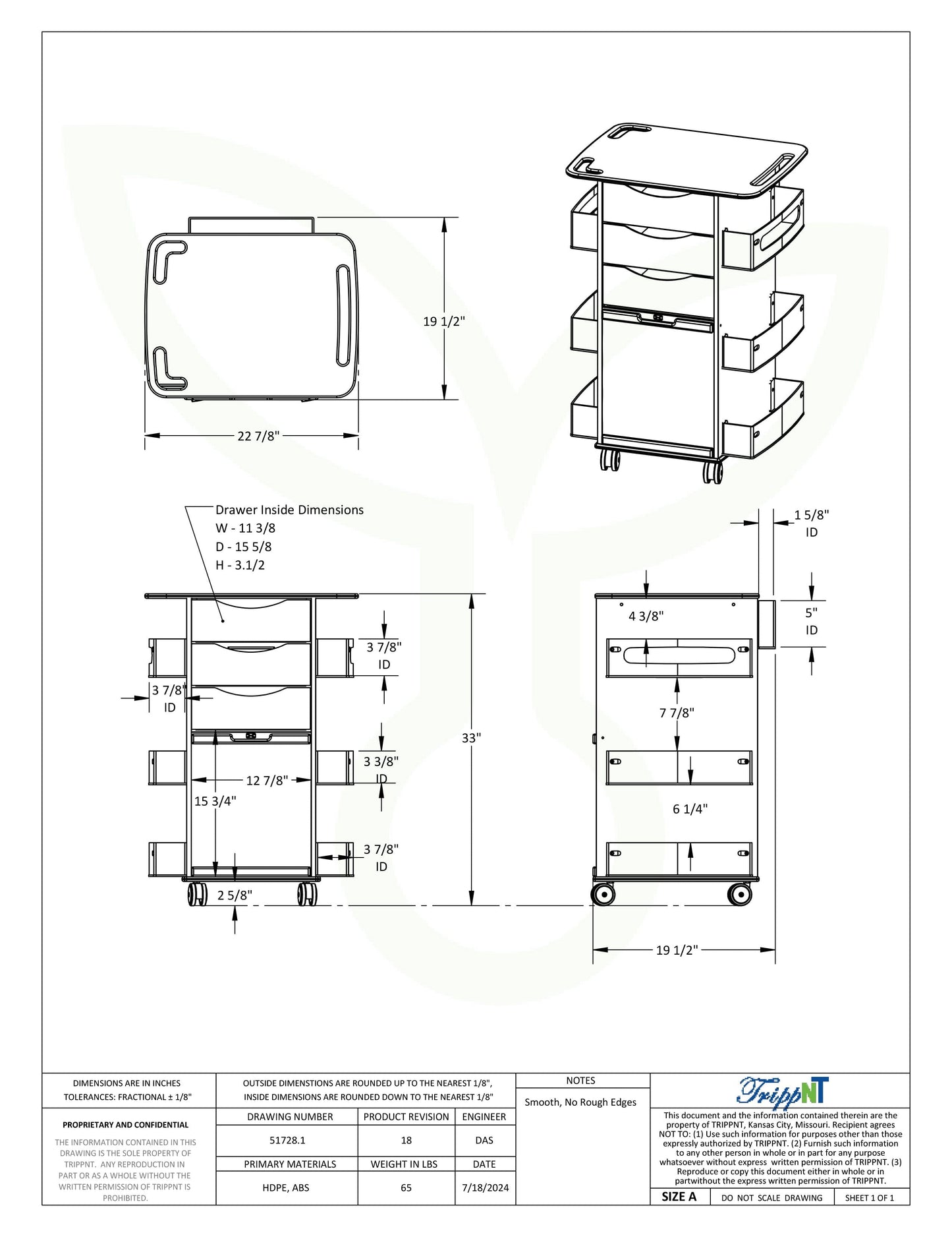 MRI Core DX Cart MRI Safe TrippNT