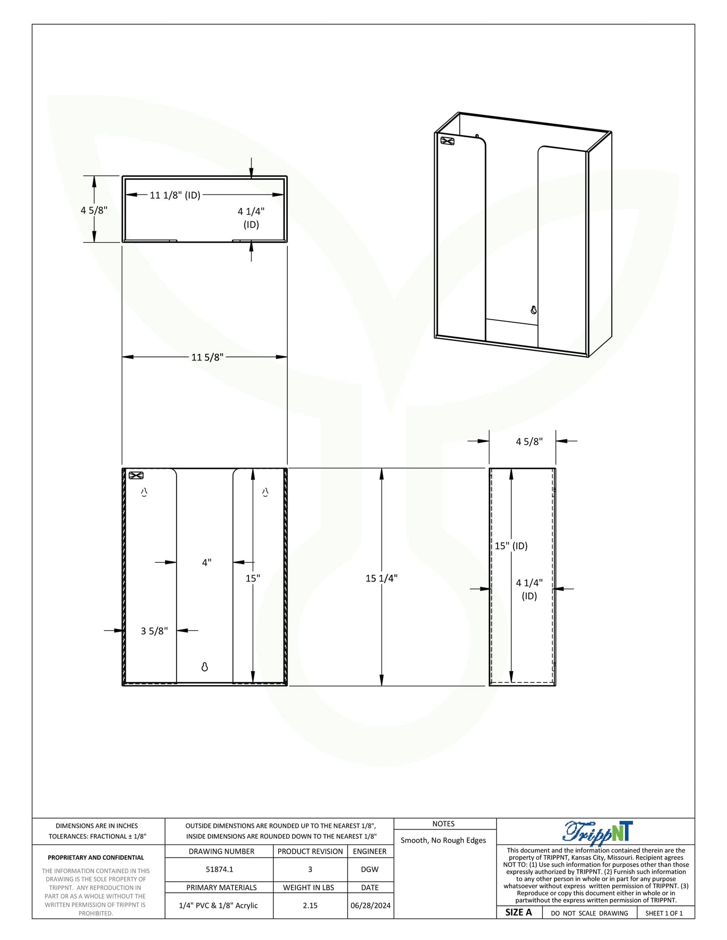 MRI White Glove Box Holders with Clear Acrylic Front MRI Safe TrippNT