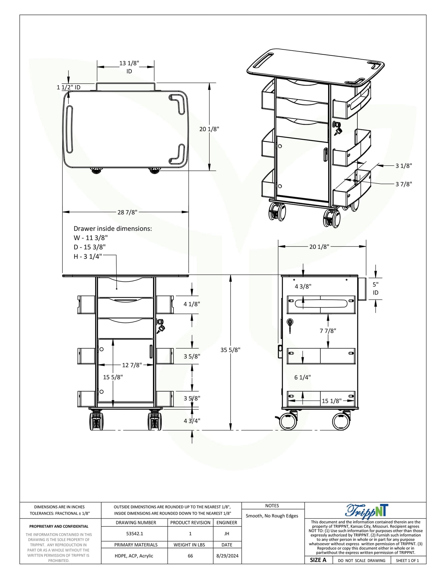 Core DX Extended Top Cart Procedure/Bedside Carts TrippNT