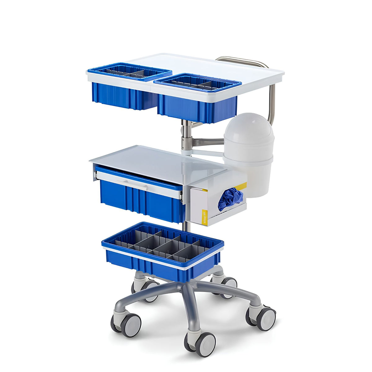 Medical Procedure Cart 24" X 20" with Dual Storage Bins Medical Cart CENTiCARE Drawer & Waste Container