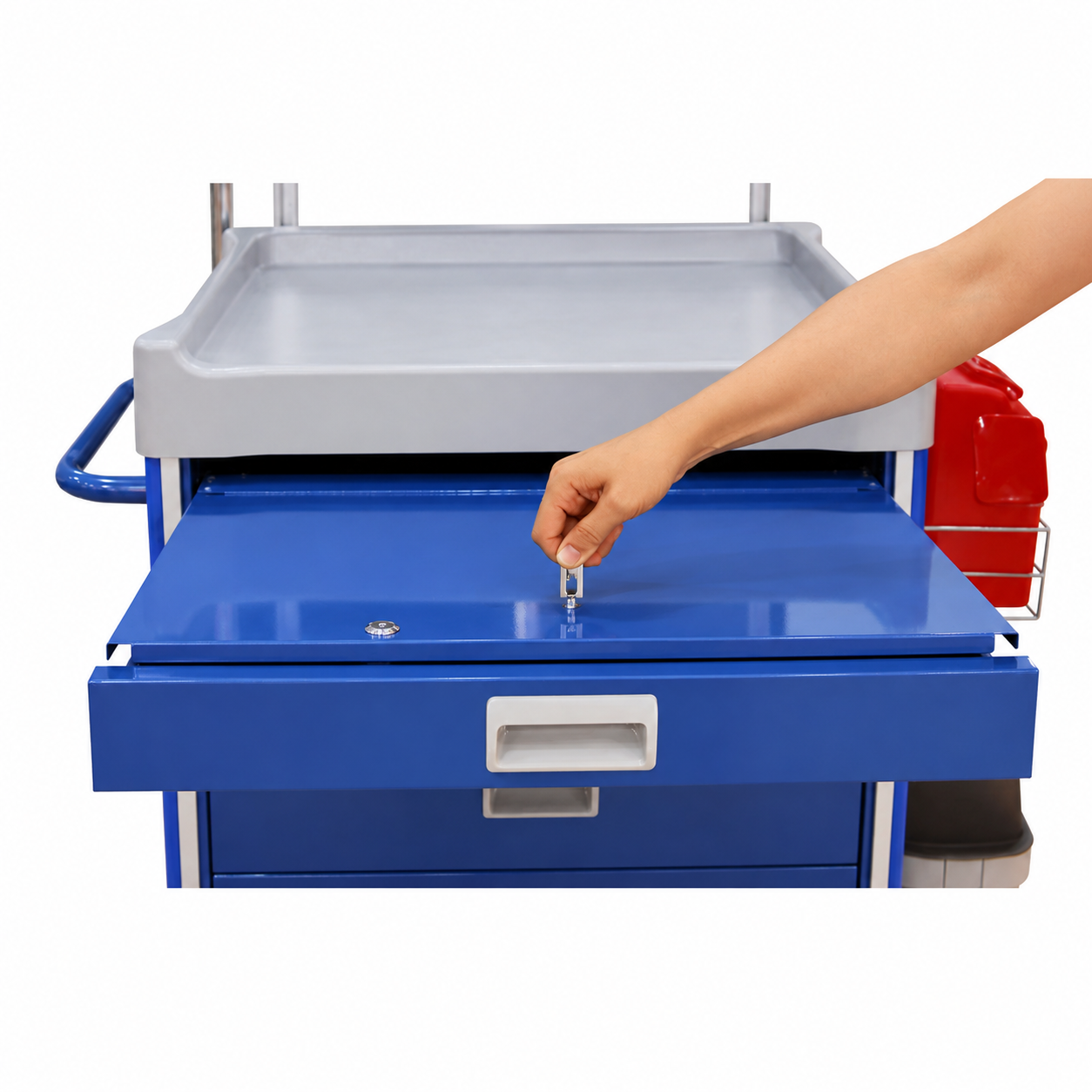 3” High, Anesthesia Drawer, Key lock drawer for QT carts, steel.