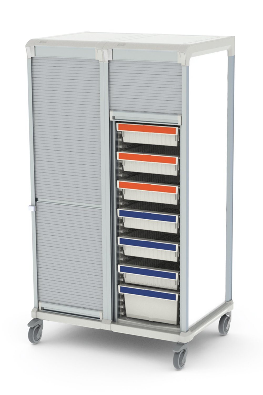 72"H Mobile Storage Cart Enclosed Storage Pegasus 29"Dx38"W Tambour/Roll Up