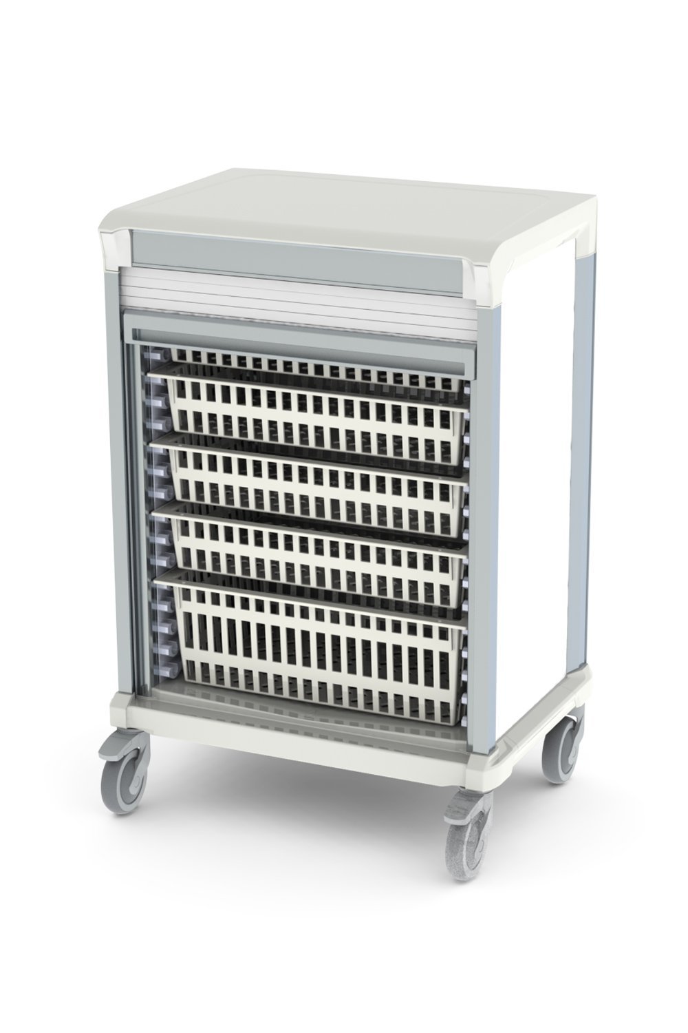 42"H Mobile Storage Cart Enclosed Storage Pegasus 21"Dx30"W Tambour/Roll Up