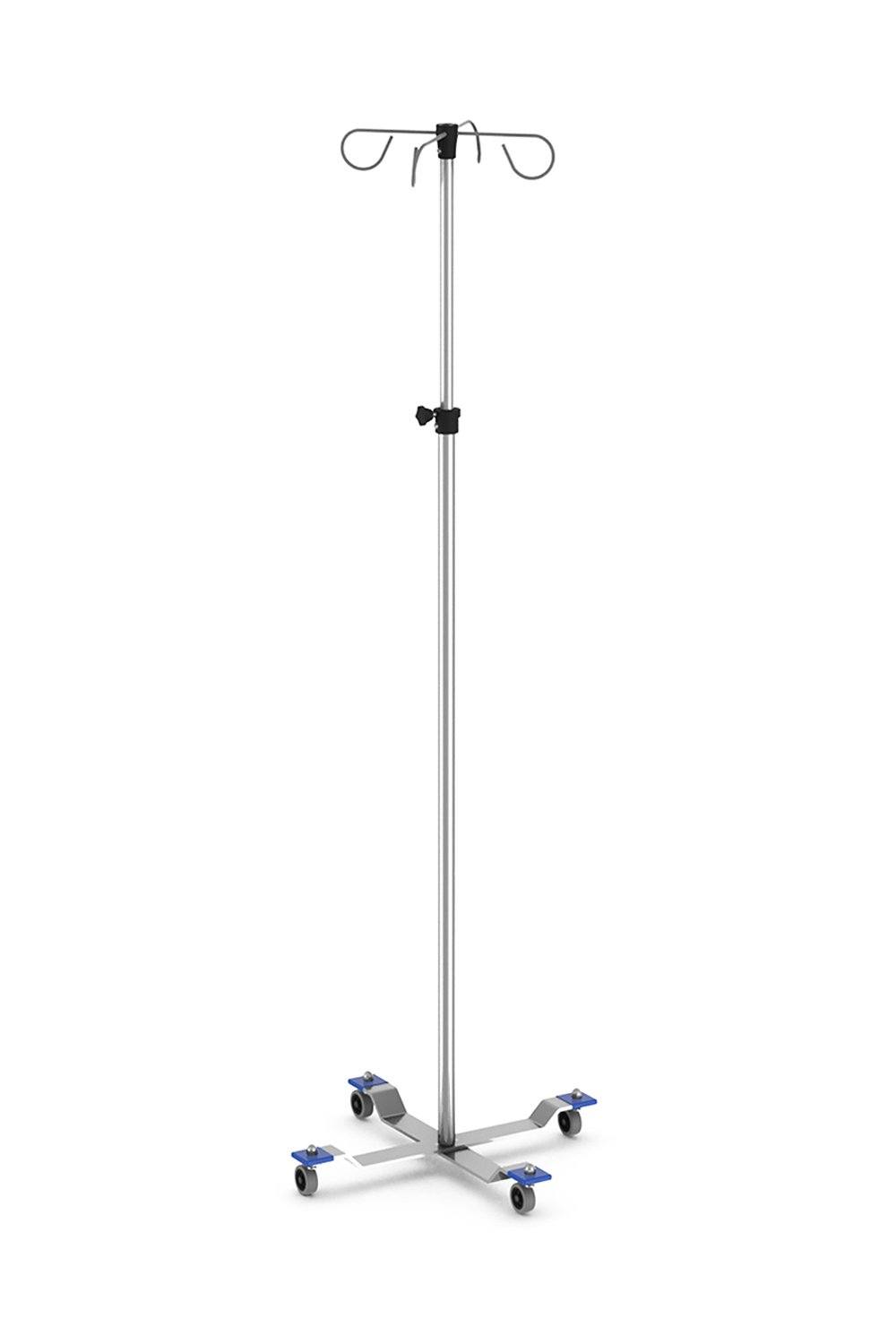 IV Stand Stainless Solutions Macmedical Hand Operated Stainless Steel , knocked down 4-legs, 4-hooks