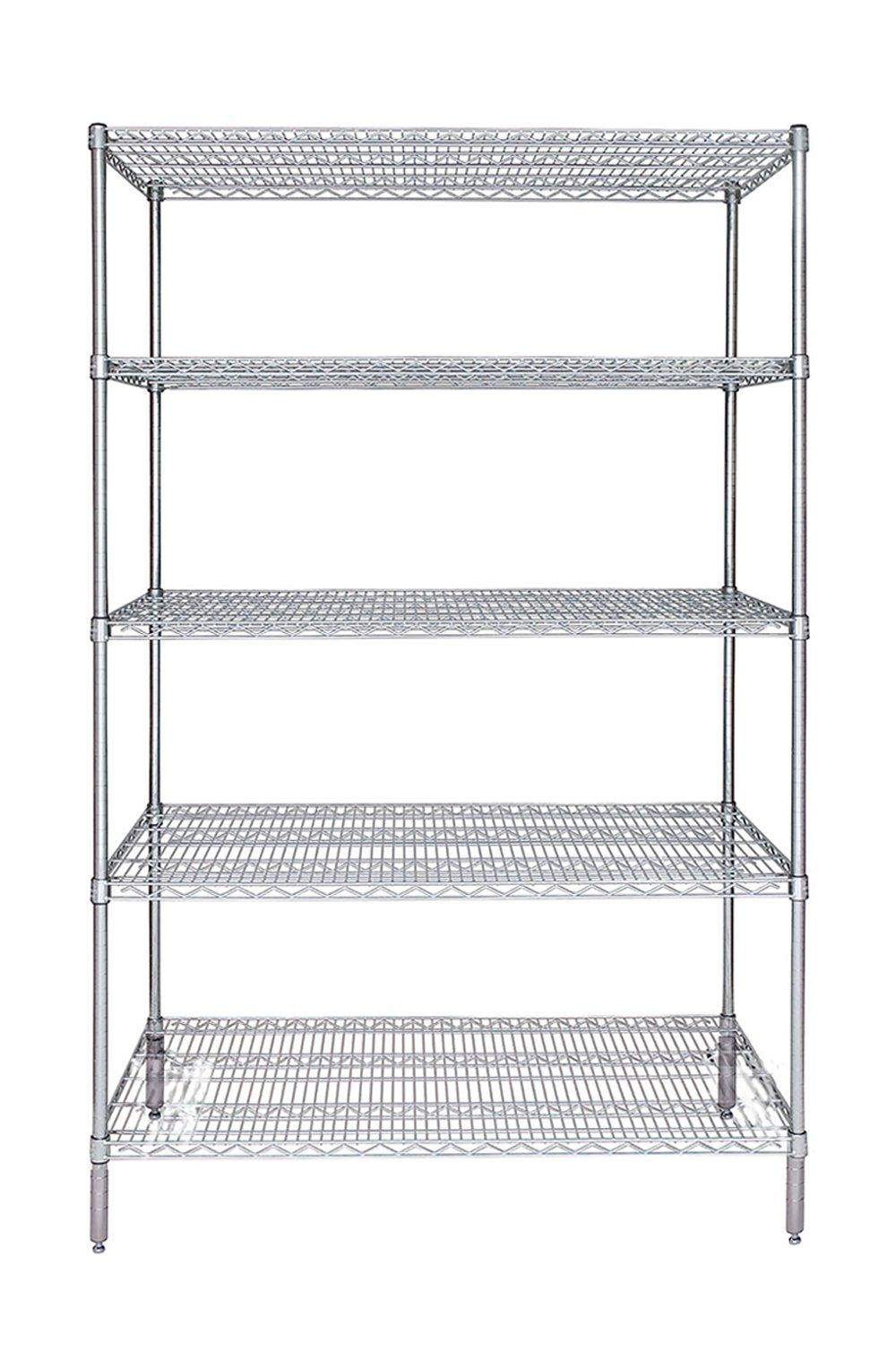 Chrome Wire Shelving Unit 24"D, 5-Tier, Starter Unit Open Storage Acart 24"D x 24"W x 86"H