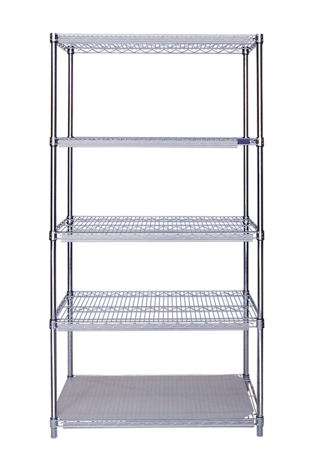 Chrome Wire Shelving Unit 24"D, 5-Tier, Add-on Unit Open Storage Acart 24"D x 24"W x 86"H
