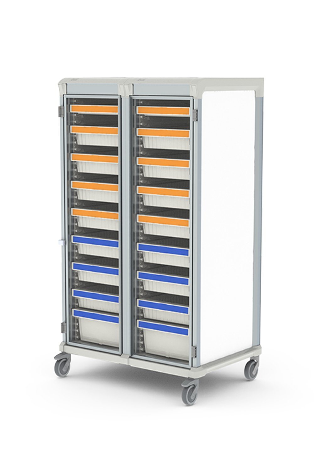 72"H Mobile Storage Cart Enclosed Storage Pegasus 29"Dx38"W Glass