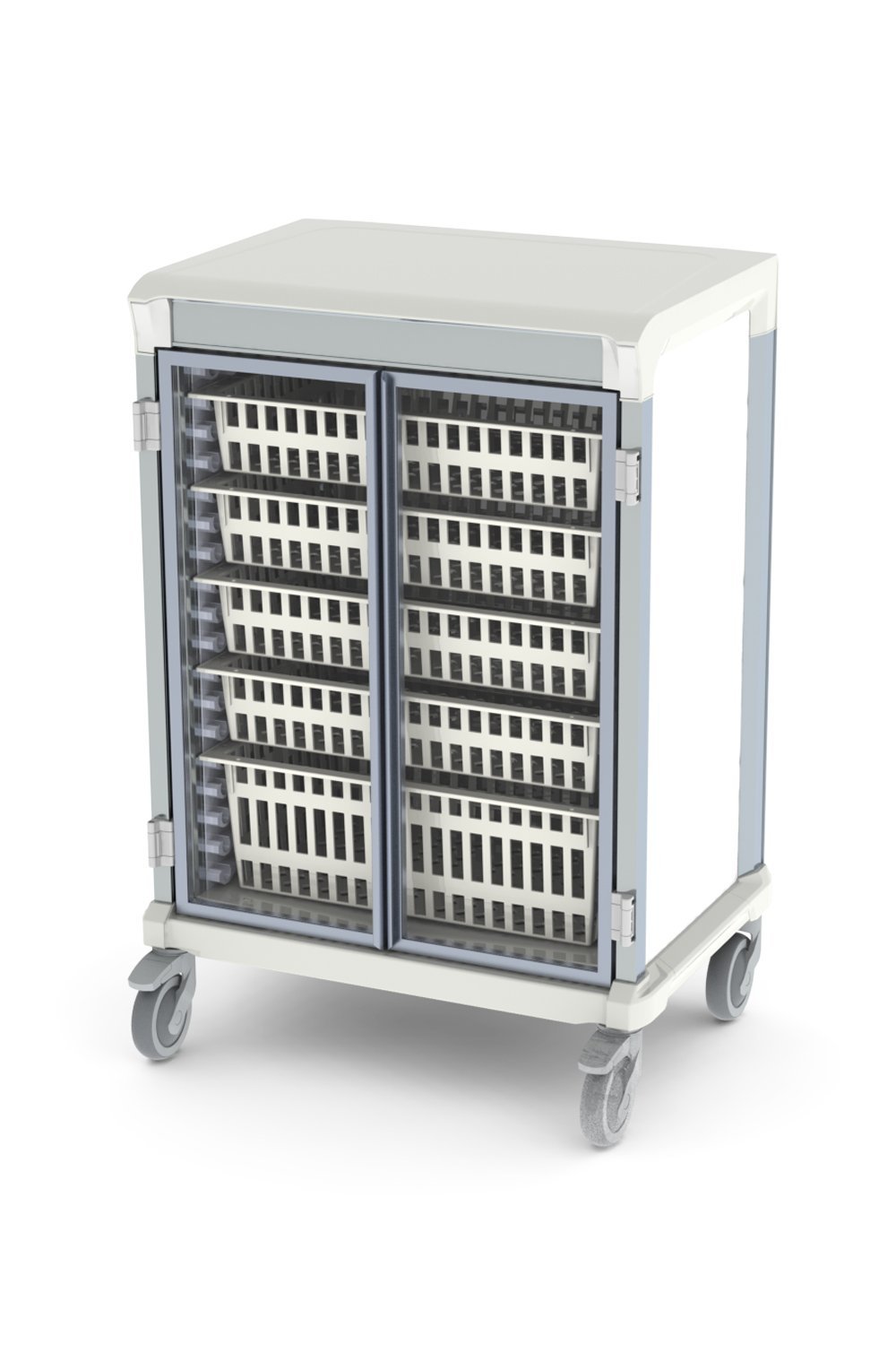 42"H Mobile Storage Cart Enclosed Storage Pegasus 21"Dx30"W Glass 