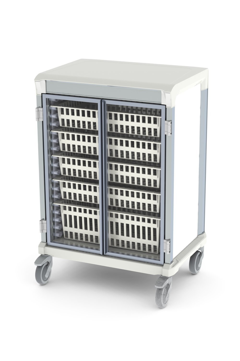 42"H Mobile Storage Cart Enclosed Storage Pegasus 21"Dx30"W Glass
