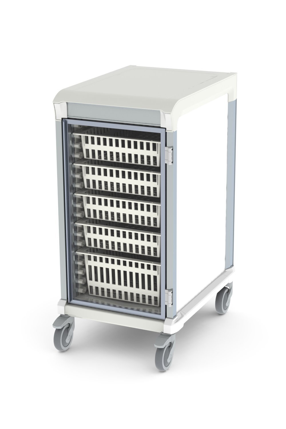 42"H Mobile Storage Cart Enclosed Storage Pegasus 29"Dx22"W Glass