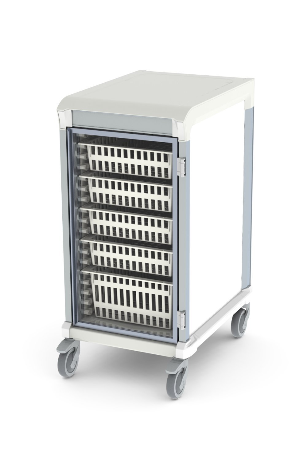 42"H Mobile Storage Cart Enclosed Storage Pegasus 29"Dx22"W Glass 