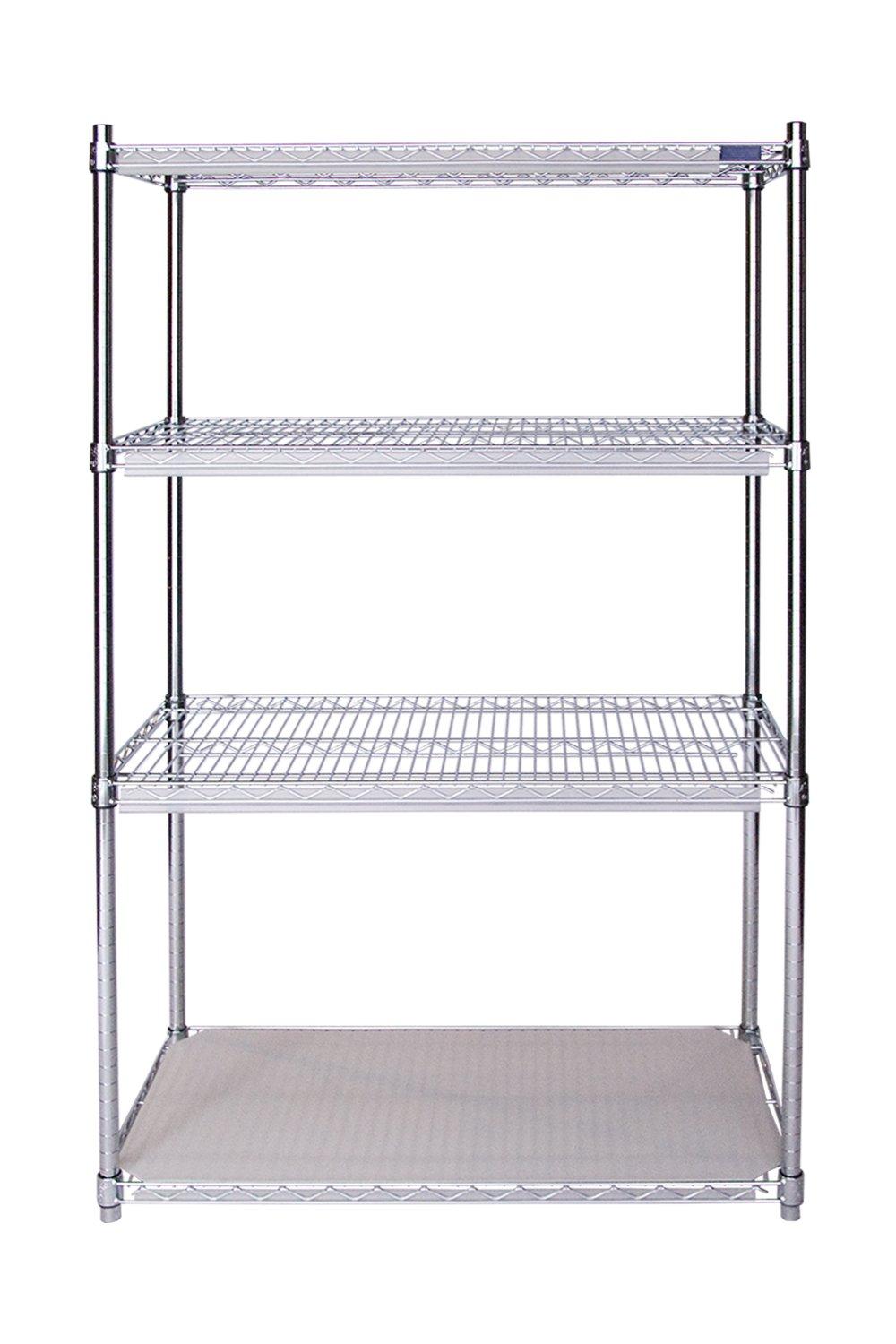 Chrome Wire Shelving Unit 18"D, 4-Tier, Add-on Unit Open Storage Acart 18"D x 24"W x 74"H