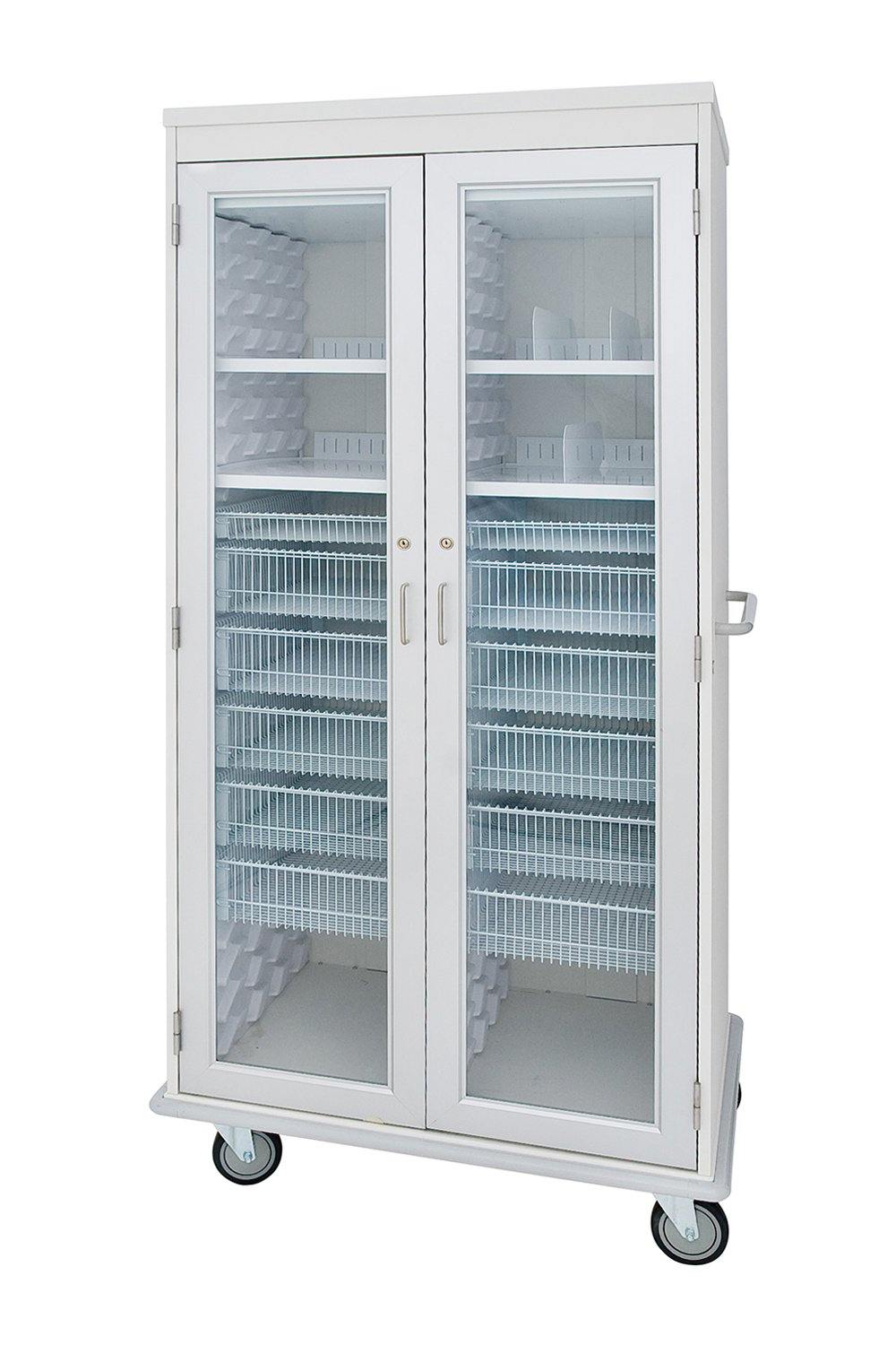Tall Double Enclosed Storage Acart 2 tall columns Glass 28" X 40" X 80" O.D. | 24" X 33" X 65" I.D.