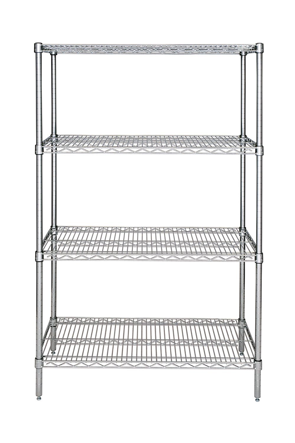 Chrome Wire Shelving Unit 18"D, 4-Tier, Starter-Unit Open Storage Acart 18"D x 24"W x 74"H