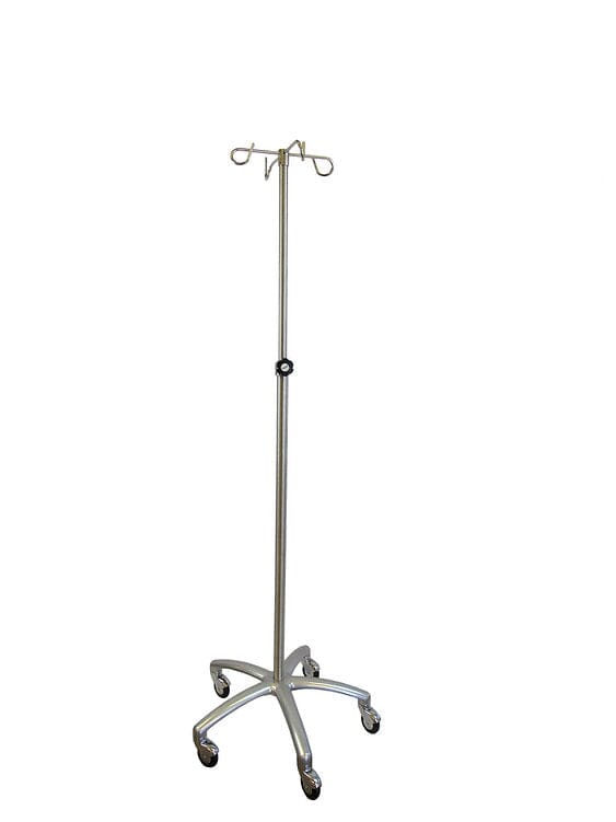 Stainless Steel IV Pole – Aluminum Base IV Pole CENTiCARE 4 Hook Rams Horn 