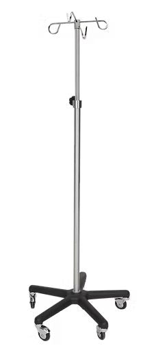 Stainless Steel IV Pole with black composite base IV Pole CENTiCARE Stainless steel 