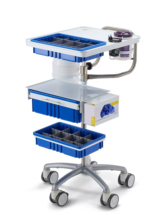 Medical Procedure Cart 24" X 20" Medical Cart CENTiCARE Drawer & Waste Basket 