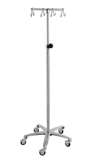 Stainless Steel IV Pole – Aluminum Base IV Pole CENTiCARE 8 Hook Rake Top 