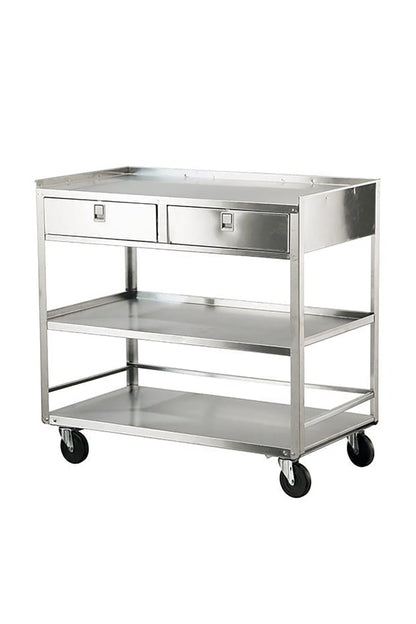 Stainless Steel Equipment/Utility Stand Stainless Solutions Lakeside 20 1/8" x 36"W 3/8" x 35"H Two drawers, three shelves 500.0