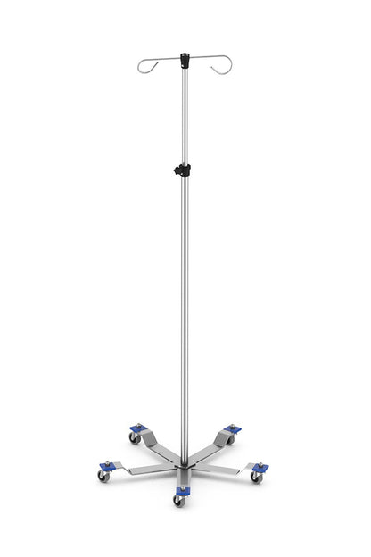 IV Stand Stainless Solutions Macmedical Hand Operated Stainless Steel , knocked down 5-legs, 2-hooks