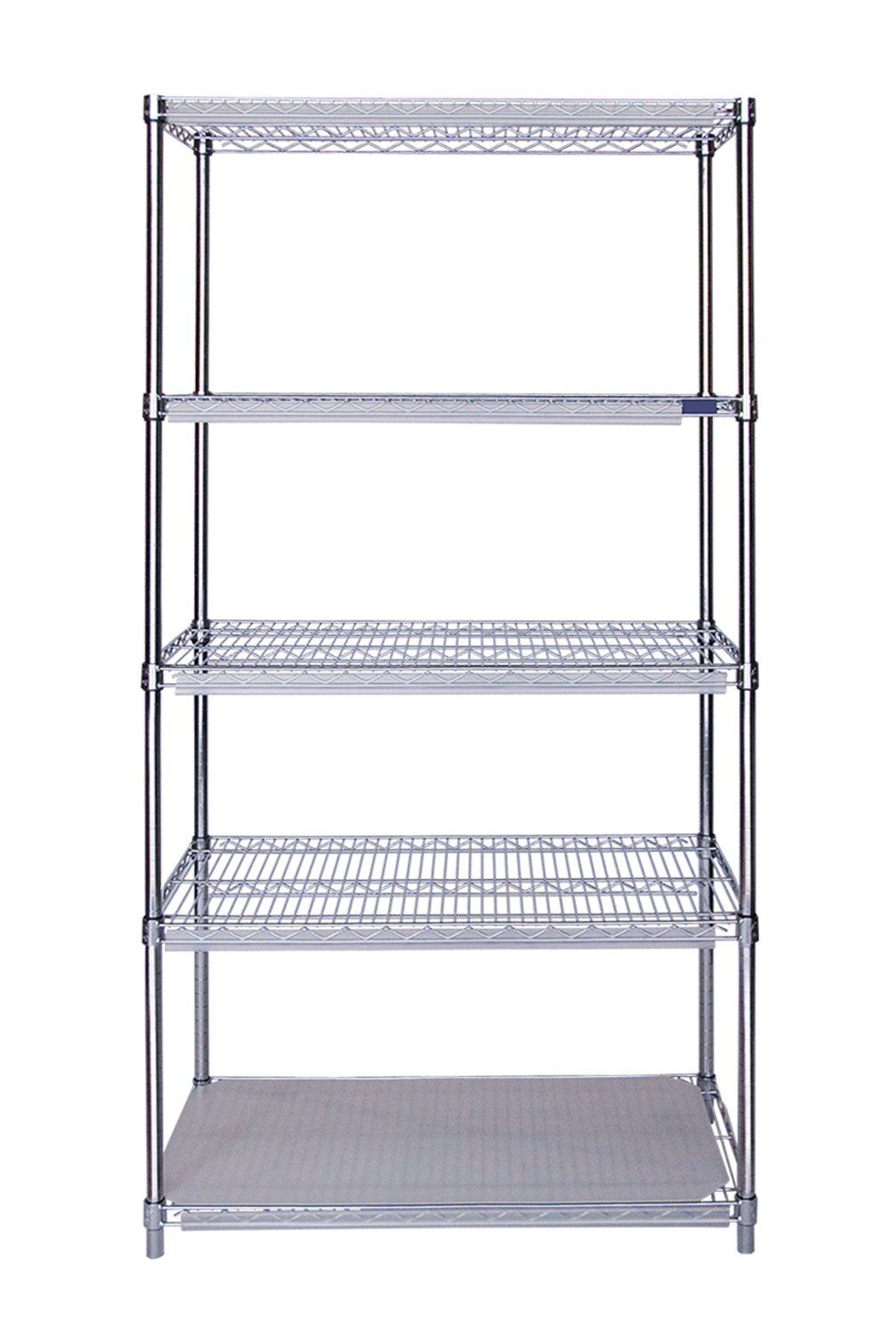 Chrome Wire Shelving Unit 24"D, 5-Tier, Add-on Unit Open Storage Acart 24"D x 24"W x 86"H 