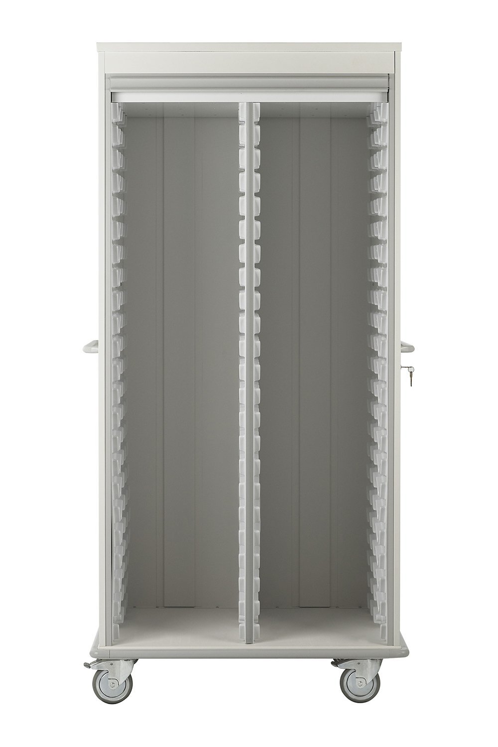 Tall Double Enclosed Storage Acart 2 tall columns Tambour 28" X 40" X 80" O.D. | 24" X 33" X 65" I.D.