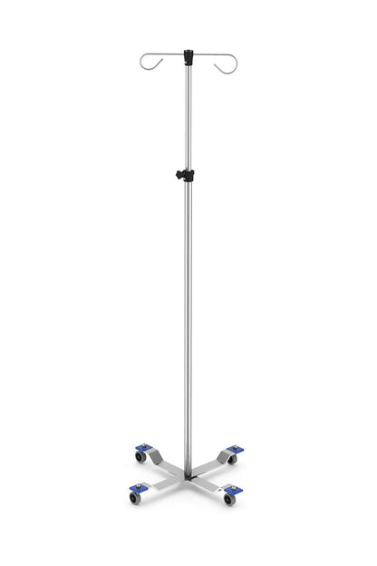 IV Stand Stainless Solutions Macmedical Hand Operated Stainless Steel , knocked down 4-legs, 2-hooks