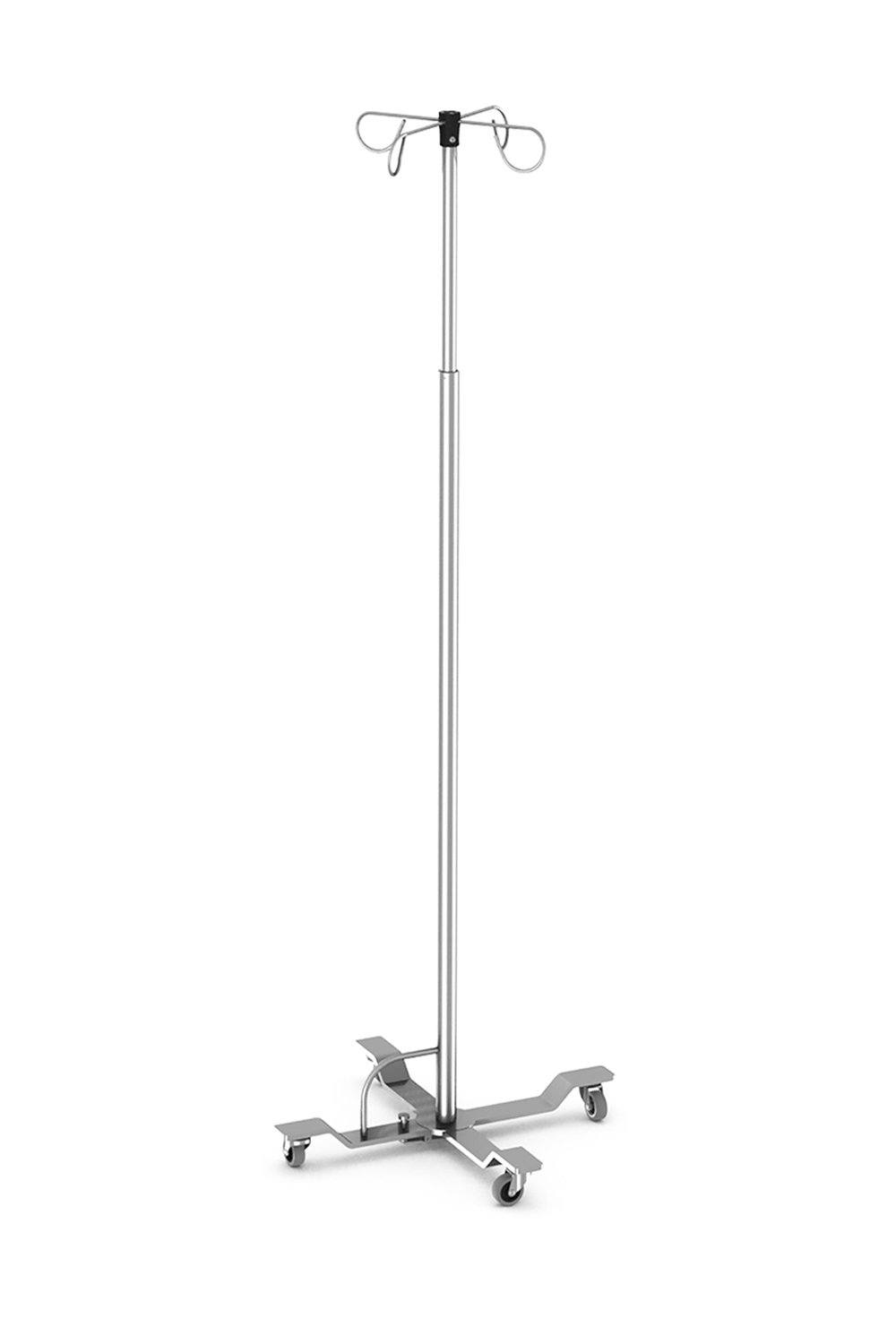 IV Stand Stainless Solutions Macmedical Foot Operated Stainless Steel, welded base 4-legs, 4-hooks