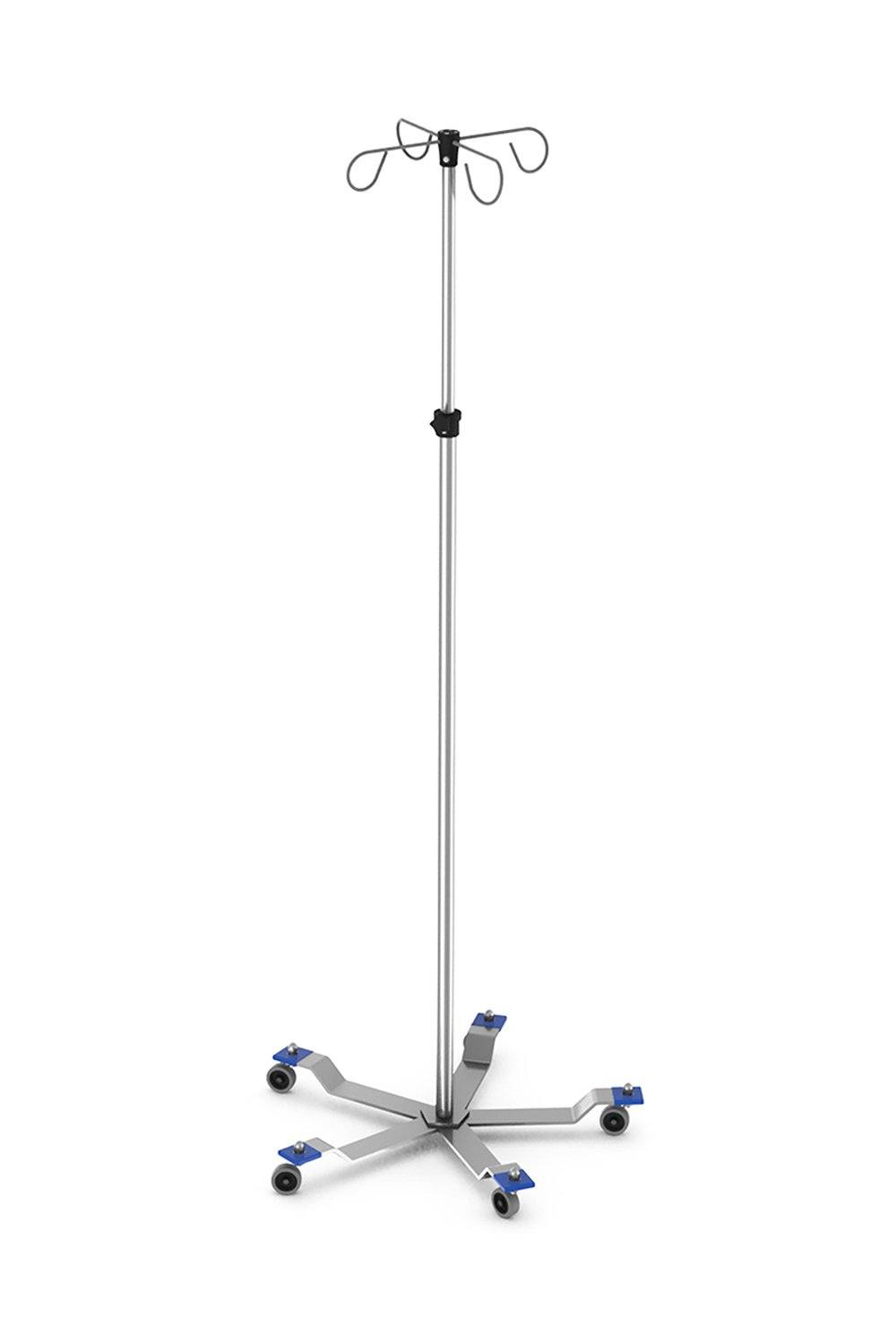 IV Stand Stainless Solutions Macmedical Hand Operated Stainless Steel , knocked down 5-legs, 4-hooks