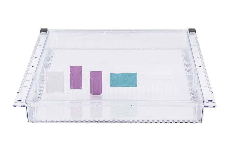3"H Basket Open Storage Acart Clear Plastic Solid Tray 